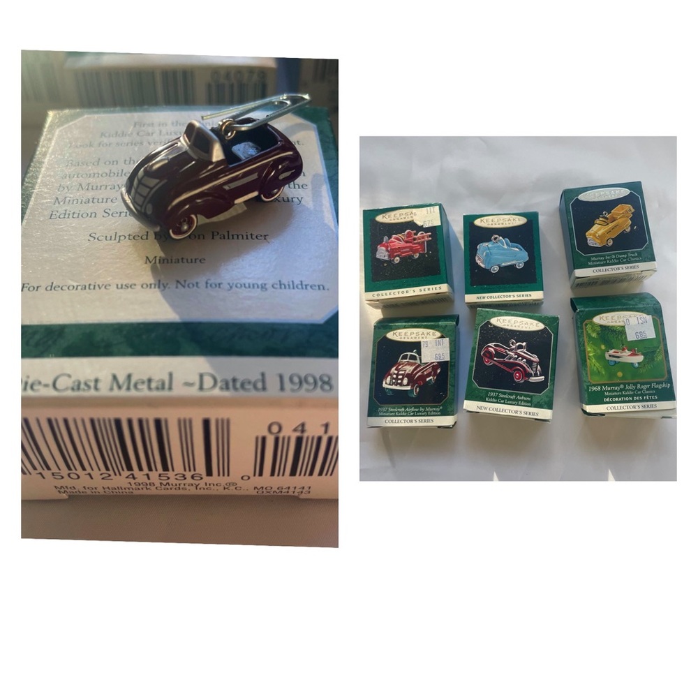 Vintage Hallmark Miniature Keepsake Kiddie Car Ornaments